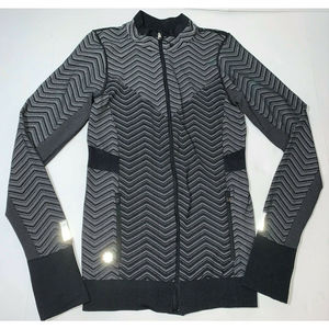 Athleta Black Chevron Andes Hybrid Zig-Zag Full Zip Base Layer Jacket Women's S